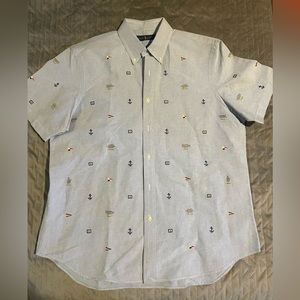 Ralph Lauren‎ s/s button down shirt mens size XL blue EUC